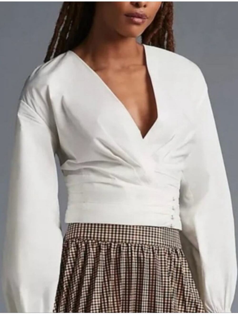 Anthropologie Sunday in Brooklyn Wrap-Front Blouse White size Mall NWT